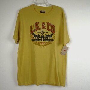 Levi's Logo T-Shirt Men's Size L Yellow Short Sleeve Cotton